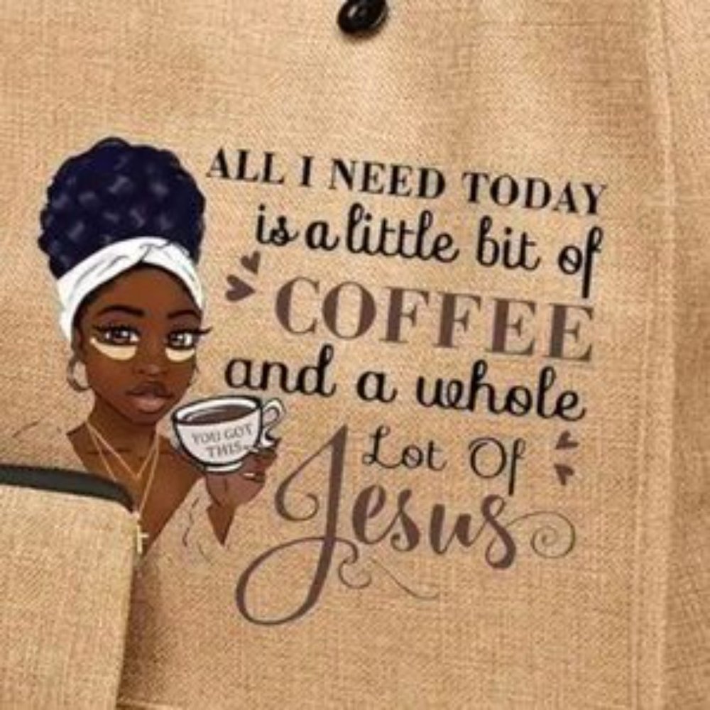 2pcs Elegant Lady All I Need Today Bag Burlap Tote Bag Set  With Mini Coin Purse - Picture 2 of 6